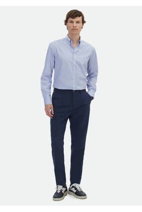 Lacivert Desenli Dokuma Jogging Fit Casual Pamuk Karışımlı Pantolon