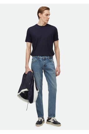 İndigo Düz Regular Fit Denim Pamuk Karışımlı Pantolon
