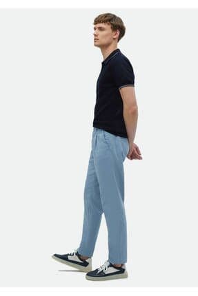 Mavi Düz Dokuma Regular Fit Casual Pamuk Karışımlı Pantolon