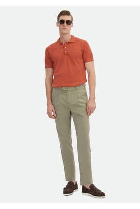 Açık Yeşil Düz Dokuma Regular Fit Casual Pamuk Karışımlı Pantolon