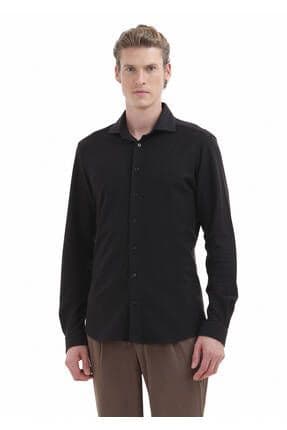 Siyah Slim Fit Casual %100 Pamuk Gömlek