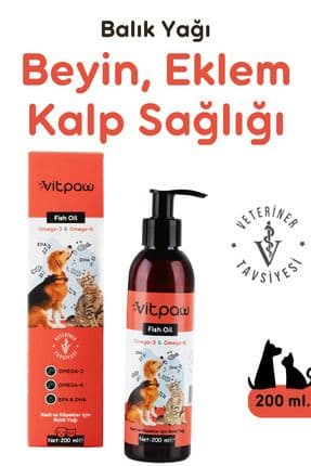 Fish Oil 200ml. Kedi Ve Köpekler Için Omega 3-omega 6 Balık Yağı(KALP, BEYİN, TÜY SAĞLIĞI)somon Yağı