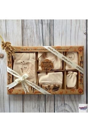 Organik Bebek 8 Parça Hastane Çıkışı Unisex Sütlü Kahve