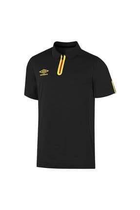 Erkek Siyah Polo yaka T-Shirt Yarım Fermuarlı Kısa Kol Umbro TF-0145 Camp Polo T-Shirt