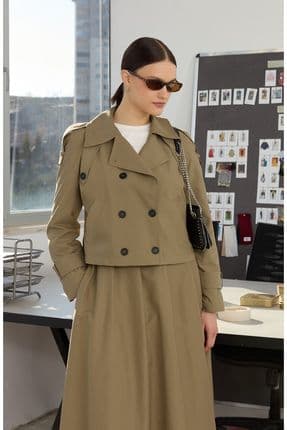 Oversize Haki Kısa Trençkot