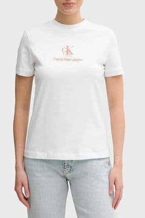 Pamuklu Monogram Logo Baskılı Regular Fit Bisiklet Yaka T Shirt J20J225545YAA T S