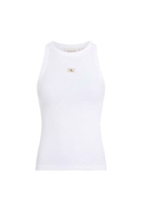 Jeans Yuvarlak Yaka Düz Beyaz Kadın T-Shirt J20J225302YAA