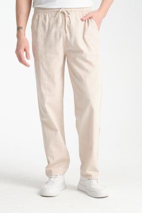 Defy Erkek Rahat Kalıp Keten Görünümlü Pantolon