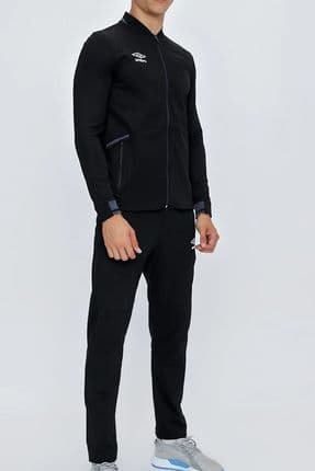 Erkek Siyah Eşofman Takımı Dar Kalıp Slim Fit Spor Takım Fermuarlı Umbro Tracksuit Black TC128-TD101