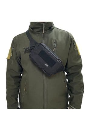 Grovuxa Siyah Rengi Çok Bölmeli Unisex Outdoor Bel Ve Omuz Çantası