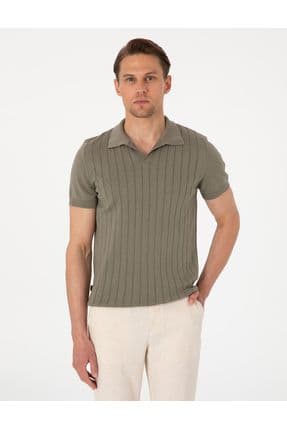 Haki Slim Fit Polo Yaka Triko Tişört 50307334-VR027