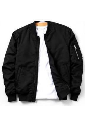 Unisex Siyah Oversize Çift Cepli Bomber Ceket Kolej Ceket