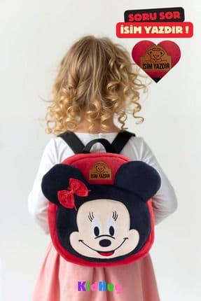 İsimli Kız Çanta Minnie Mouse Çanta | Kişiye Özel Isimli | Çocuk Sırt Çantası At Tüyü Kumaş 0-8 Yaş