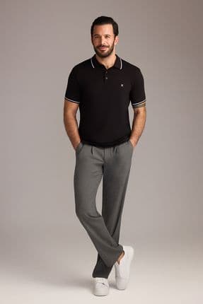 Polo Yaka Slim Fit Dar Kesim Nakışlı Süprem Pamuklu Tişört