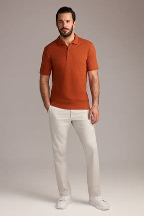 Polo Yaka Regular Fit Nakışlı Pamuklu Tişört