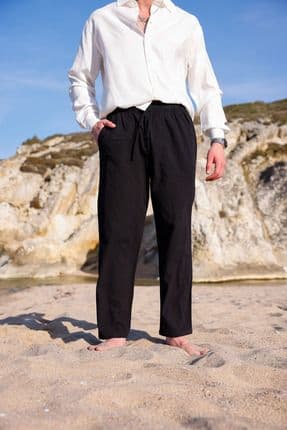 RELAXED FIT PAMUKLU KETEN PANTOLON