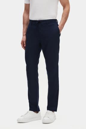 Ds Damat Slim Fit Açık Lacivert Beli Lastikli İpli Fermuarlı Likralı Rahat Jogger Pantolon