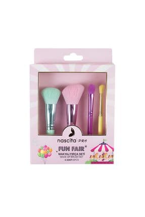 Pro Fun Fair 4'lü Renkli Makyaj Fırça Seti - Küçük Boy