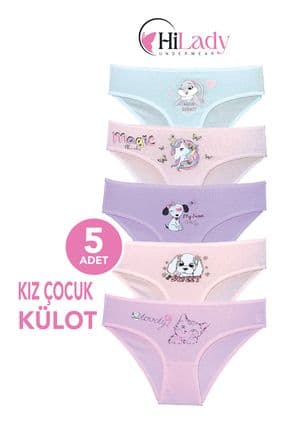 5 Lİ PAKET KIZ ÇOCUK PARÇA BASKILI PAMUKLU SOFT RENK KÜLOT