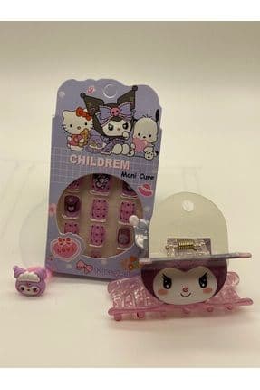 KUROMİ'li SET Kemik Toka+ Takma Tırnak + Yüzük Pembe