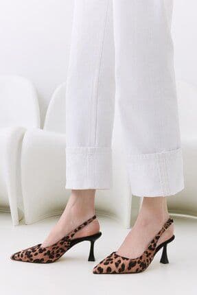 Kadın Taba Leopar Desenli Ayarlanabilir Tokalı Stiletto 01AYY308160A379