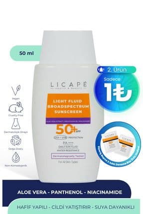 Yüksek Koruma Suya Dayanıklı Tüm Cilt Tiplerine Uygun 50 Faktör Likit Güneş Kremi 50 ml