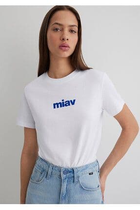 Miav Baskılı Beyaz Tişört Regular Fit / Normal Kesim 1610622-620