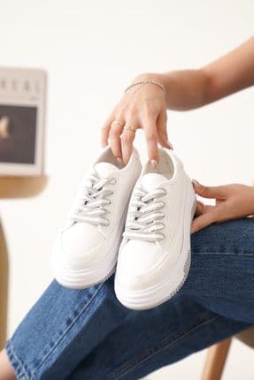 D094 Kadın Sneaker Yüksek Taban Bağcıklı Bez Spor Ayakkabı