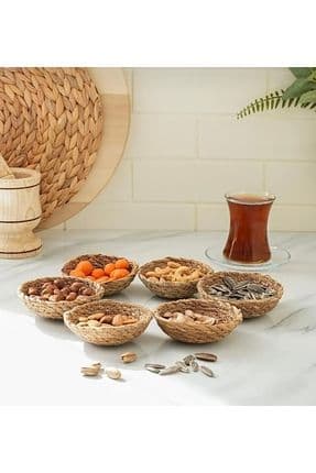 6’lı Hasır Mini Kase Kuruyemiş Tabağı