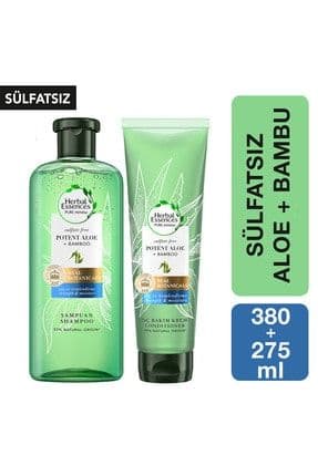 Sülfatsız Güç ve Nem Aloe + Bambu  Şampuan 380 ml + Saç Bakım Kremi 275 ml