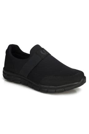Siyah - Unisex Hafif Yumuşak Taban Bağcıksız Günlük Yürüyüş Spor Ayakkabı