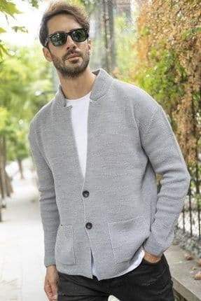 Erkek Regular Fit Selanik Triko Hırka Gri 23w208