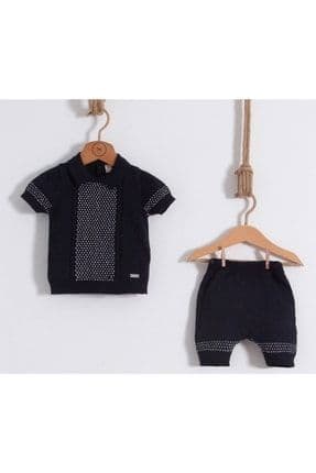 Kısa Kollu Gömlek Yaka Şortlu Cotton Erkek Bebek Takım