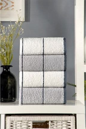 Valona Hand 50 X 85 Cm 4'lü El Ve Yüz Havlusu | Gri-krem