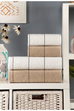 Sahara 50 X 85 – 70 X140 Cm 4'lü Banyo Havlu Seti | Bej-krem Vtxmk107