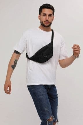Unisex Siyah 2 Bölmeli Omuz Ve Bel Çantası