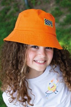 Çocuk Unisex Pamuklu Turuncu Bucket Şapka