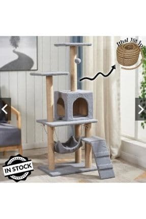 Hamaklı Yuvalı Lüx Kedi Evi - Kedi Tırmalama Evi