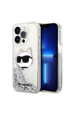 Iphone 14 Pro Max Uyumlu Lisanslı Kılıf Karl Sıvılı Simli Choupette Head Dizayn Kapak