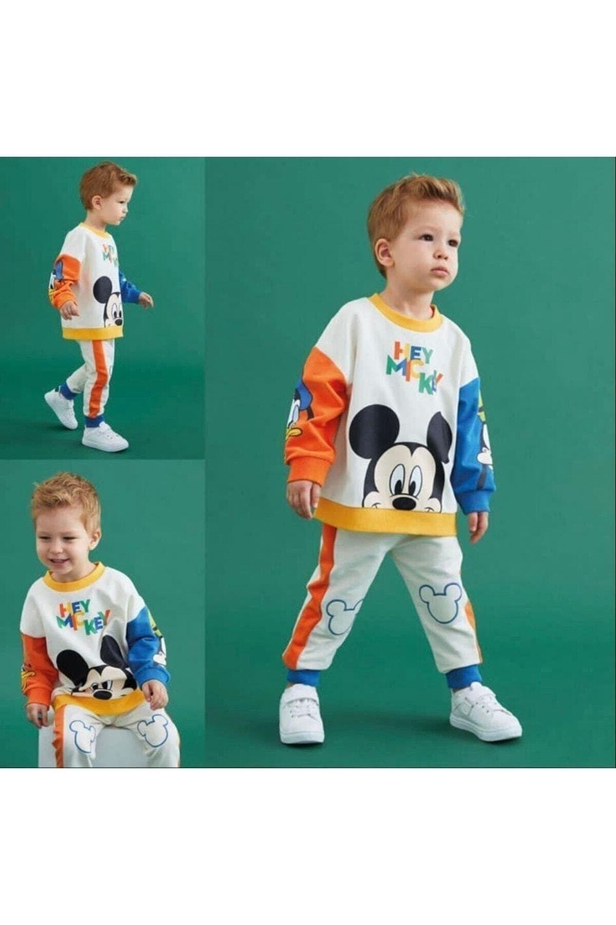 Amazon Ev Erkek Çocuk Mickey Mouse Eşofman Takımı Baharlık 2245( 1 Beden Büyük Alınız)