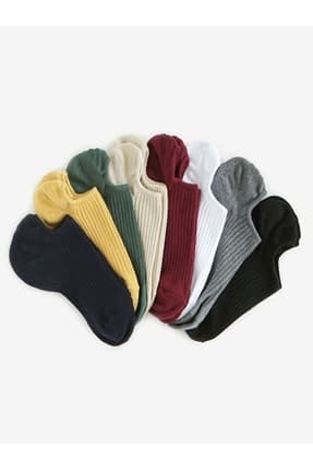 Black Arden Socks Unisex 8 Çift Pamuklu Basic Derbili Çorap