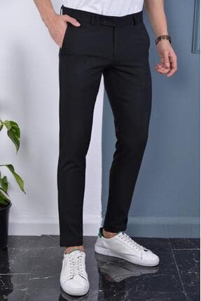 Bürke Erkek Siyah Renk Italyan Kesim Kaliteli Esnek Likralı Bilek Boy Kumaş Pantolon